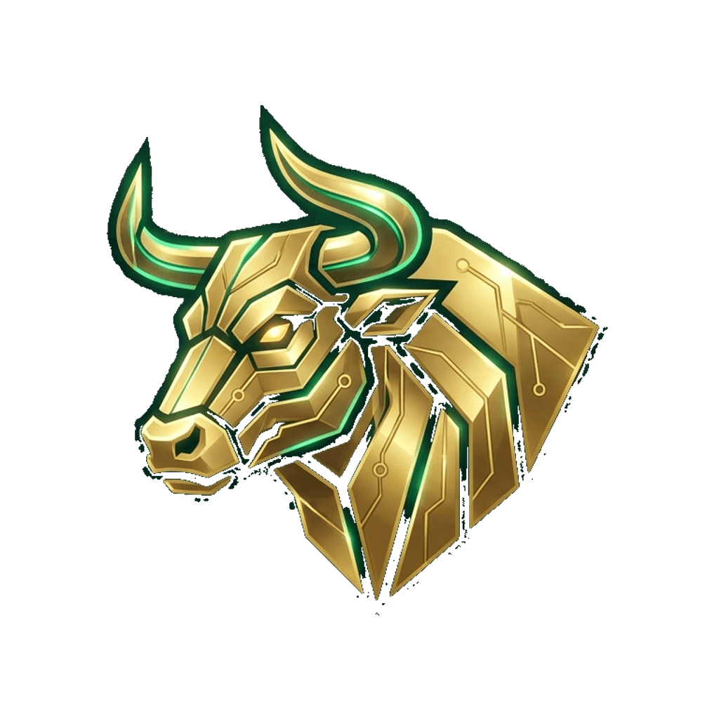 CV Bull Moon emblem — golden cybernetic bull